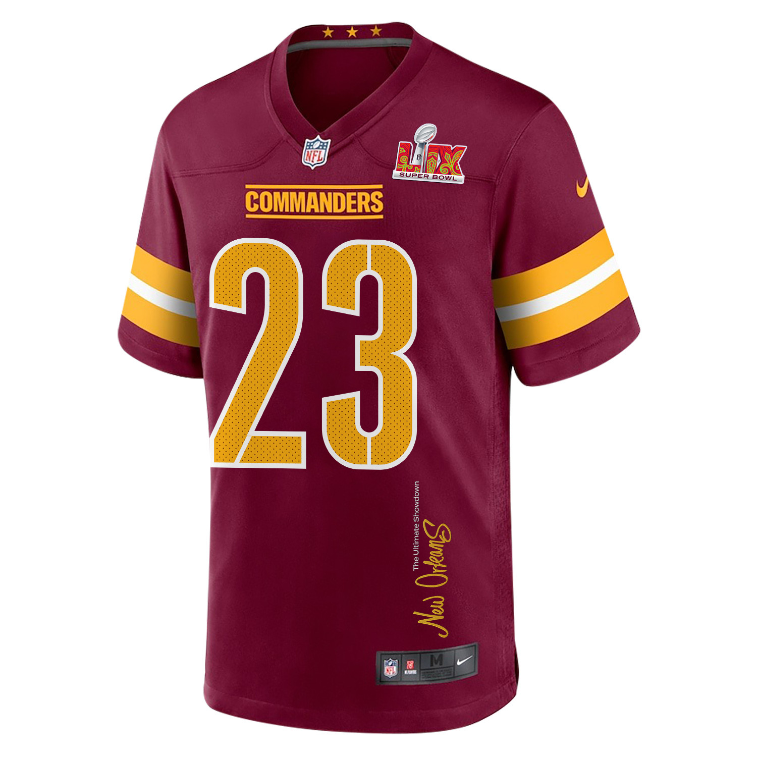 Marshon Lattimore 23 Washington Commanders Super Bowl LIX 'New Orleans - The Ultimate Showdown' EMBROIDERED Game Men Jersey - Burgundy JS7082 nicesnker - Image 3
