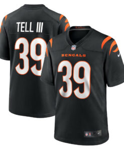 Marvell Tell III 39 Cincinnati Bengals Team Game Men Jersey - Black JS5787 nicesnker