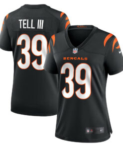 Marvell Tell III 39 Cincinnati Bengals Women Game Jersey - Black JS9560 nicesnker