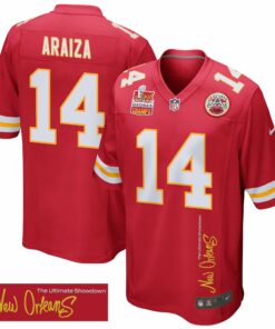 Matt Araiza 14 Kansas City Chiefs Super Bowl LIX Champions Patch 'New Orleans - The Ultimate Showdown' EMBROIDERED Game Men Jersey - Red JS6691 nicesnker