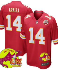 Matt Araiza 14 Kansas City Chiefs Super Bowl LIX New Orleans Patch Game Men Jersey - Red JS1708 nicesnker