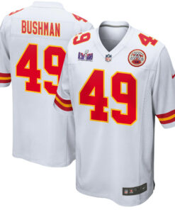 Matt Bushman 49 Kansas City Chiefs Super Bowl LVIII Patch Game Men Jersey - White JS3850 nicesnker