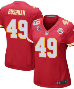 Matt Bushman 49 Kansas City Chiefs Super Bowl LVIII Patch Game Women Jersey - Red JS4624 nicesnker