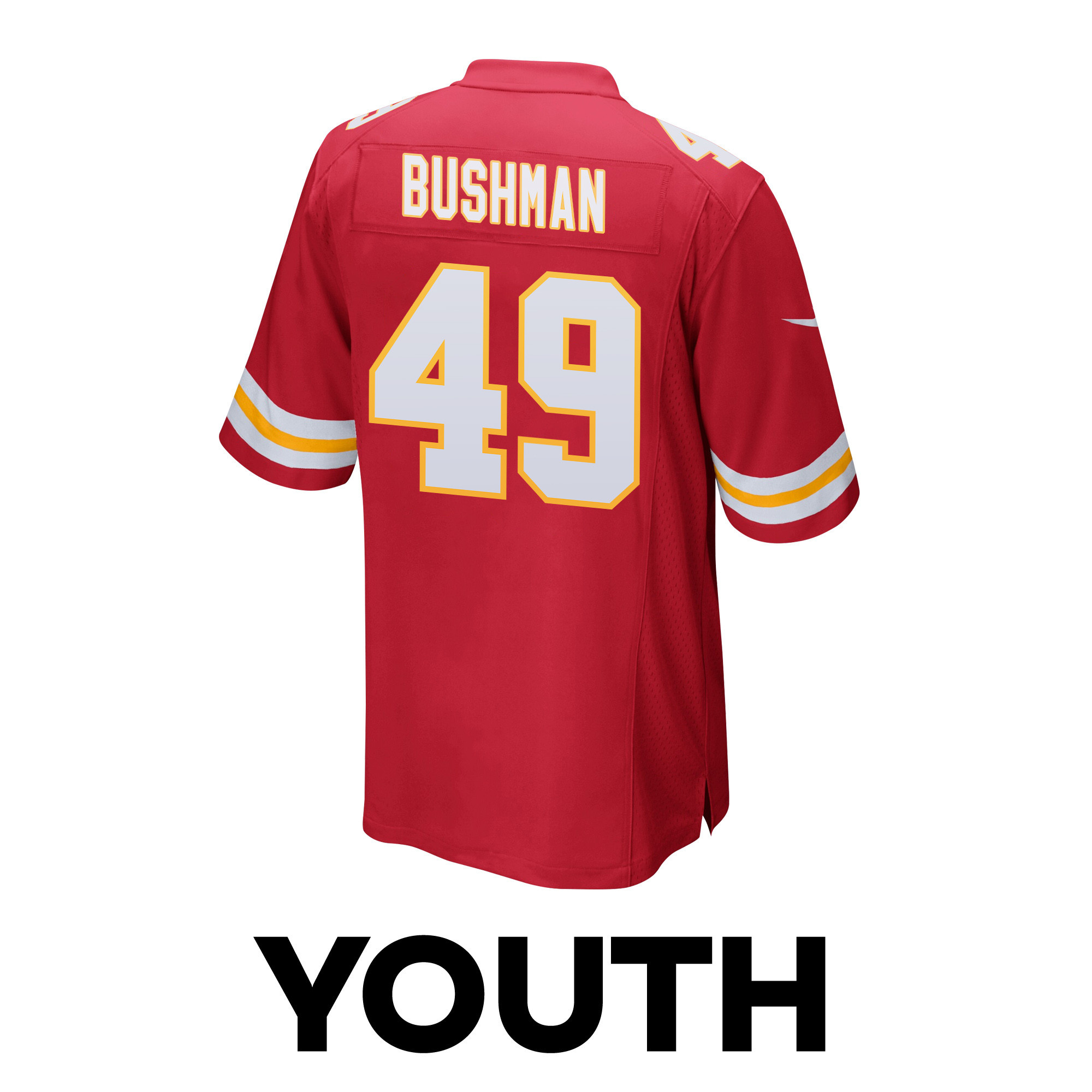 Matt Bushman 49 Kansas City Chiefs Super Bowl LVIII Patch Game YOUTH Jersey - Red JS7649 nicesnker - Image 3
