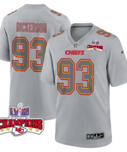 Matt Dickerson 93 Kansas City Chiefs Super Bowl LVIII Champions 4 Stars Patch Atmosphere Fashion Game Men Jersey - Gray JS9759 nicesnker