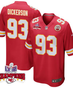 Matt Dickerson 93 Kansas City Chiefs Super Bowl LVIII Champions 4 Stars Patch Game Men Jersey - Red JS9403 nicesnker