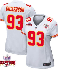 Matt Dickerson 93 Kansas City Chiefs Super Bowl LVIII Champions 4 Stars Patch Game Women Jersey - White JS3348 nicesnker