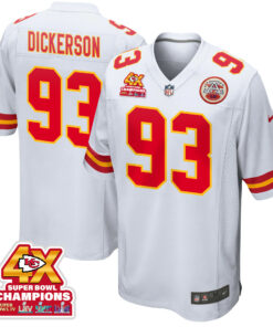 Matt Dickerson 93 Kansas City Chiefs Super Bowl LVIII Champions 4X Game Men Jersey - White JS1627 nicesnker