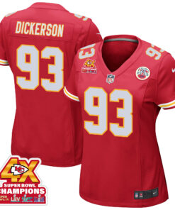 Matt Dickerson 93 Kansas City Chiefs Super Bowl LVIII Champions 4X Game Women Jersey - Red JS6073 nicesnker