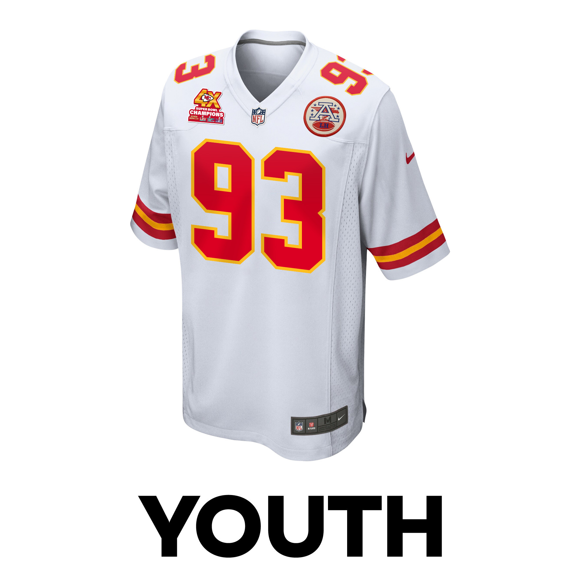 Matt Dickerson 93 Kansas City Chiefs Super Bowl LVIII Champions 4X Game YOUTH Jersey - White JS2018 nicesnker - Image 2