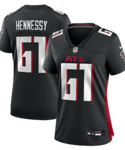 Matt Hennessy 61 Atlanta Falcons Women's Team Game Jersey - Black JS4369 nicesnker