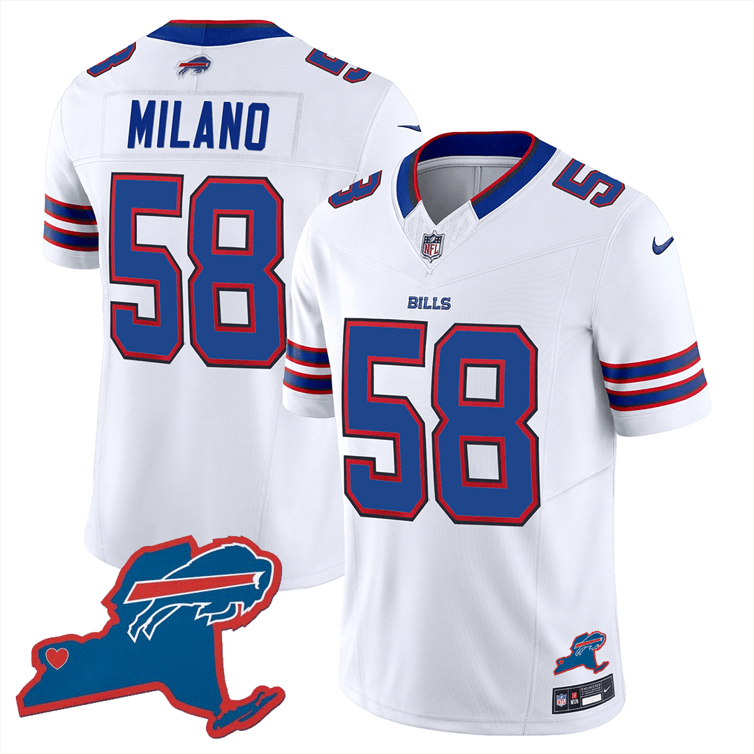 Matt Milano 58 Buffalo Bills New York Patch Game Men Jersey - White JS6339 nicesnker