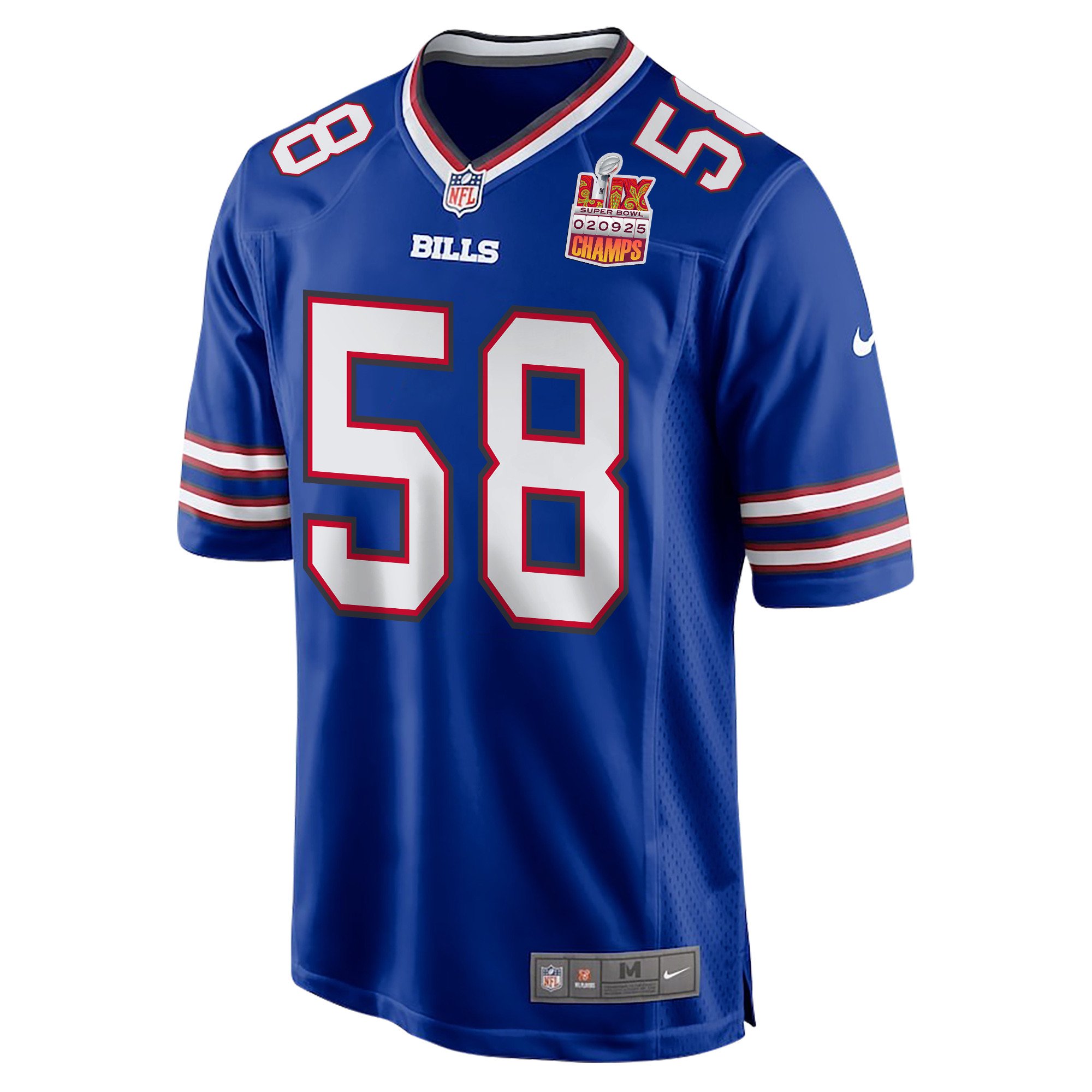 Matt Milano 58 Buffalo Bills Super Bowl LIX Champions Patch Game Men Jersey - Royal JS8099 nicesnker - Image 3