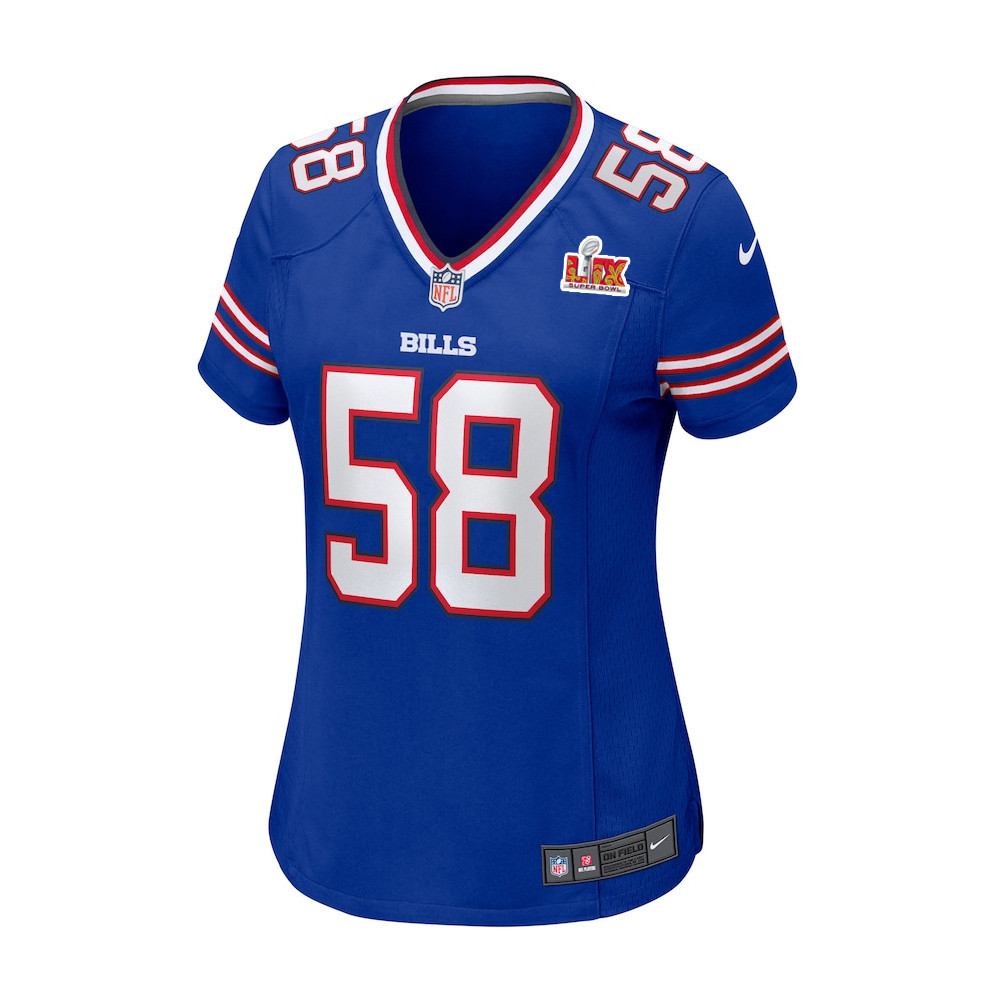 Matt Milano #58 Buffalo Bills Super Bowl LIX Women's Jersey - Royal JS4197 nicesnker - Image 2