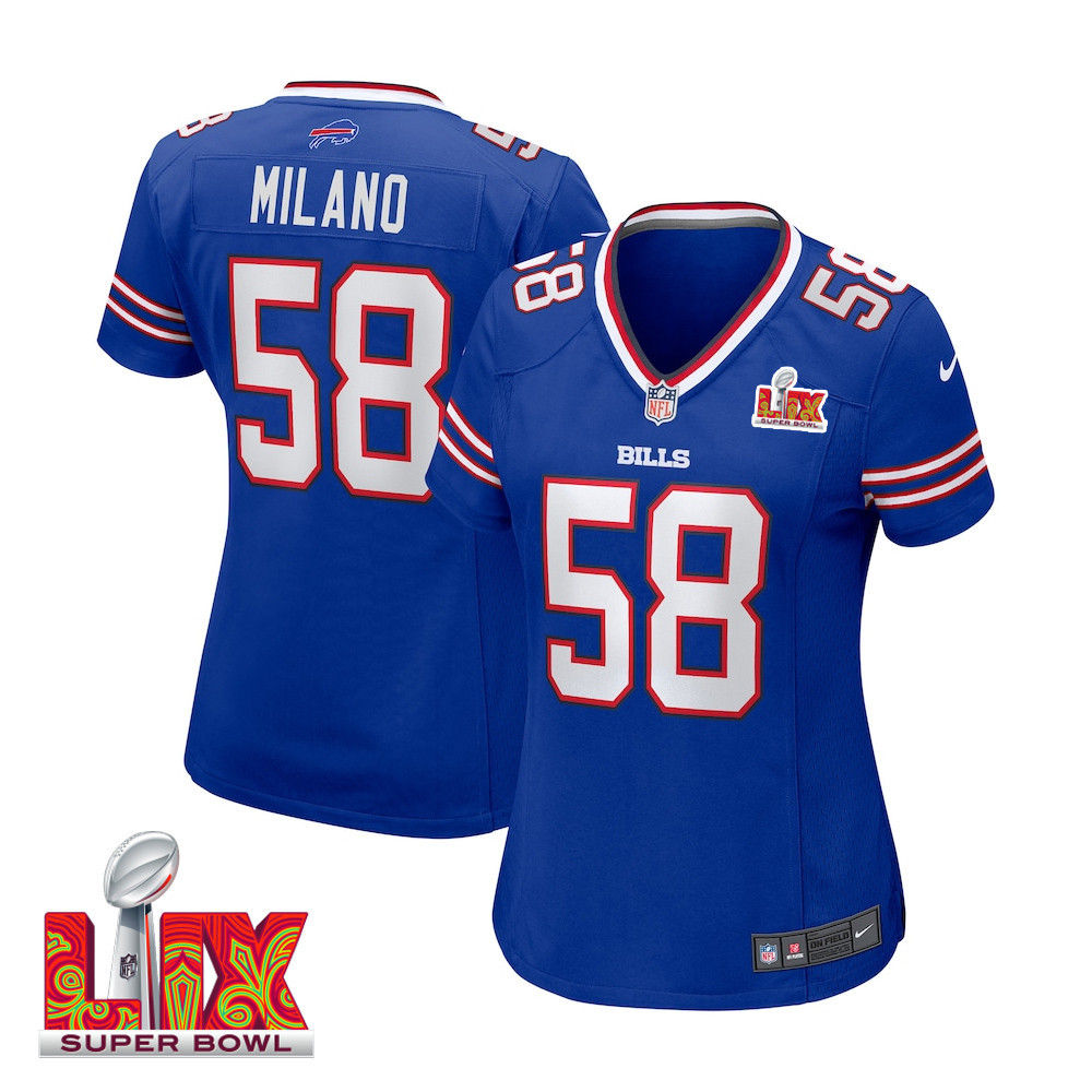 Matt Milano #58 Buffalo Bills Super Bowl LIX Women's Jersey - Royal JS4197 nicesnker