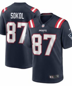 Matt Sokol 87 New England Patriots Game Men Jersey - Navy JS2519 nicesnker