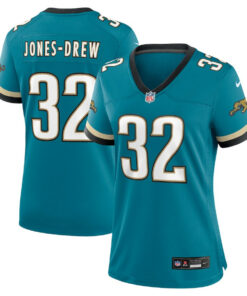 Maurice Jones-Drew 32 Jacksonville Jaguars Women's Prowler Throwback Retired Player Game Jersey - Teal JS7060 nicesnker