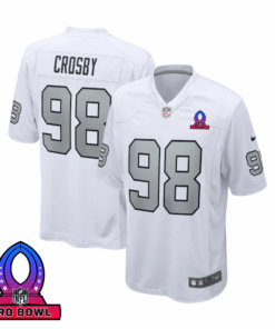 Maxx Crosby 98 Las Vegas Raiders 2025 Pro Bowl Patch Game Men Jersey - White JS6309 nicesnker