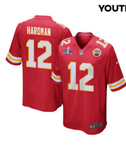Mecole Hardman 12 Kansas City Chiefs Super Bowl LVIII Patch Game YOUTH Jersey - Red JS1852 nicesnker