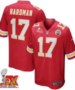Mecole Hardman #17 Kansas City Chiefs Super Bowl LIX Jersey - Men's - Red JS8002 nicesnker