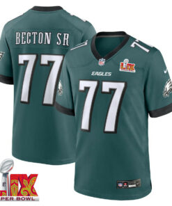 Mekhi Becton #77 Philadelphia Eagles Super Bowl LIX Jersey - Men's - Midnight Green JS6572 nicesnker