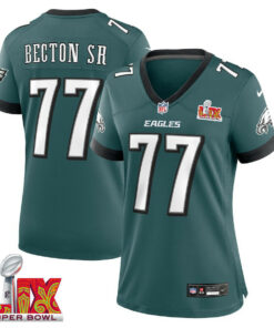 Mekhi Becton #77 Philadelphia Eagles Super Bowl LIX Women's Jersey - Midnight Green JS1498 nicesnker