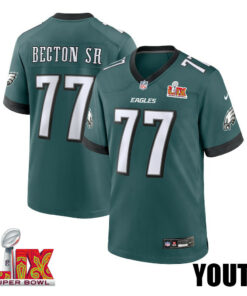 Mekhi Becton #77 Philadelphia Eagles Super Bowl LIX YOUTH Jersey - Midnight Green JS1415 nicesnker