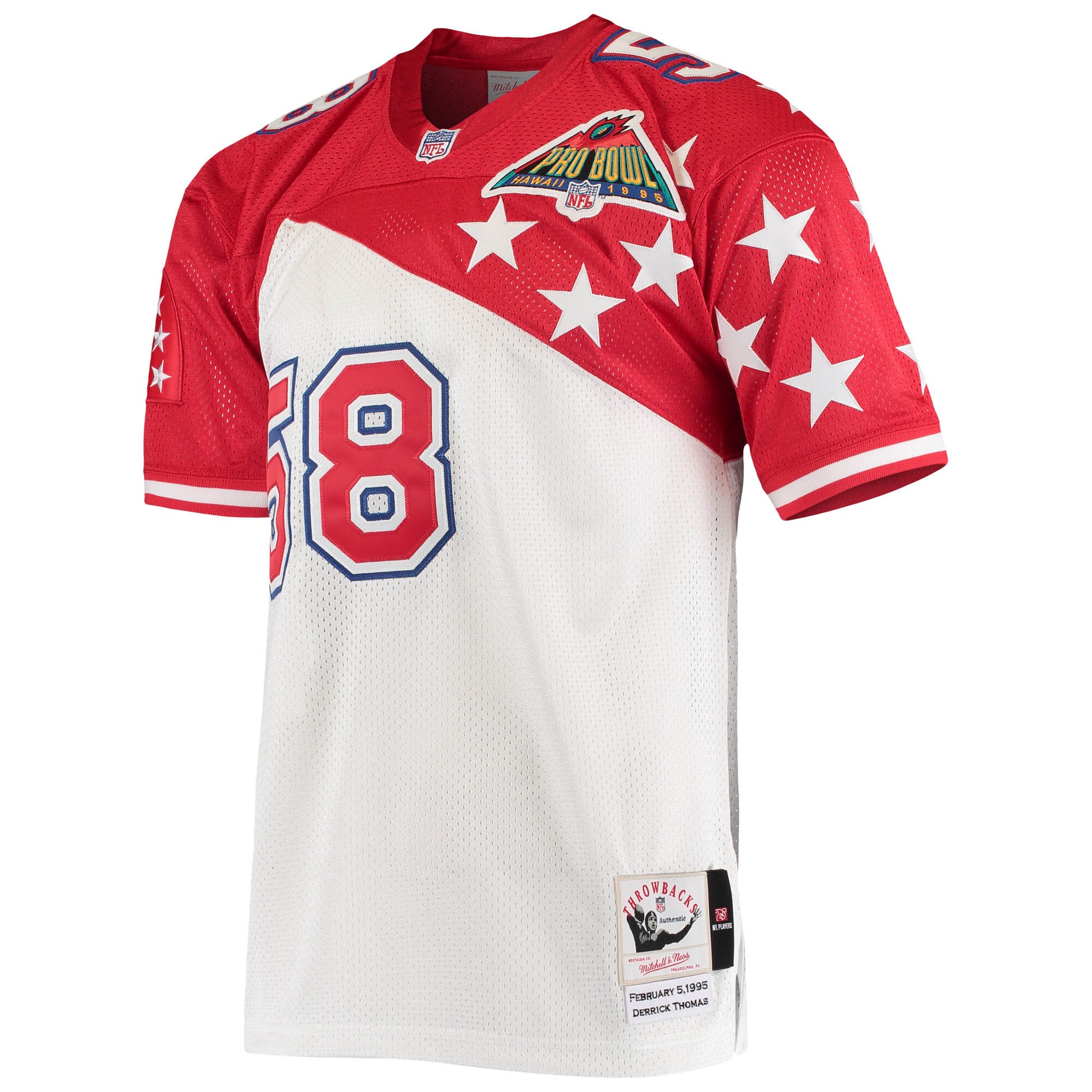 Men's AFC Derrick Thomas Mitchell & Ness White/Red 1995 Pro Bowl Jersey JS6110 nicesnker - Image 2