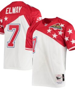 Men's AFC John Elway Mitchell & Ness White/Red 1995 Pro Bowl Jersey JS8786 nicesnker