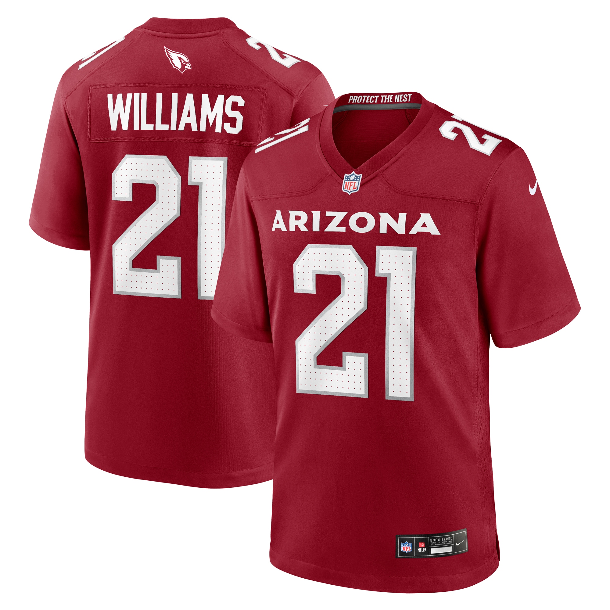 Men's Arizona Cardinals Garrett Williams Cardinal Game Jersey JS2130 nicesnker