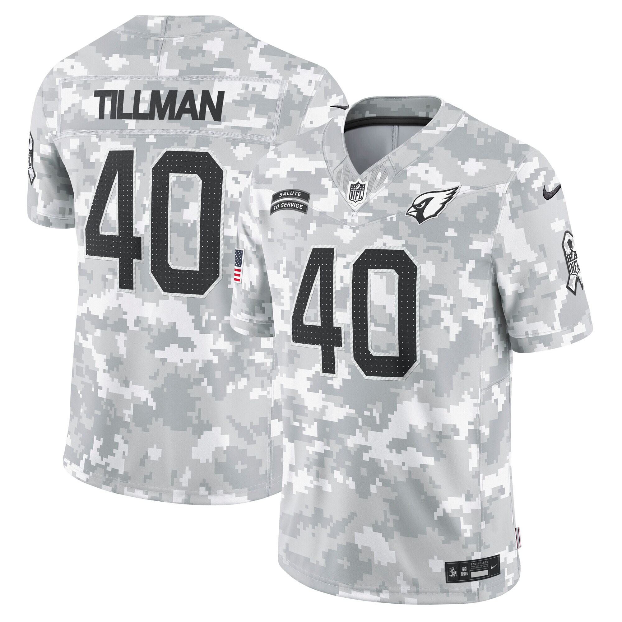 Men's Arizona Cardinals Pat Tillman Arctic Camo 2024 Salute to Service Retired Player Limited Jersey JS5916 nicesnker