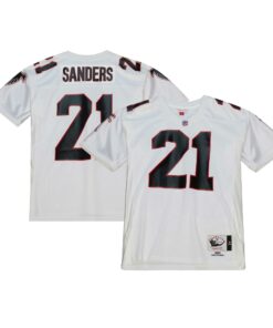 Men's Atlanta Falcons 1991 Deion Sanders Mitchell & Ness White Throwback Retired Player Jersey JS2718 nicesnker
