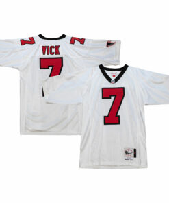 Men's Atlanta Falcons 2001 Michael Vick Mitchell & Ness White Throwback Retired Player Jersey JS6875 nicesnker