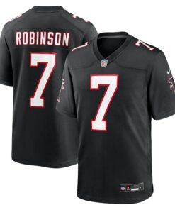 Men's Atlanta Falcons Bijan Robinson Black Throwback Game Jersey JS6392 nicesnker