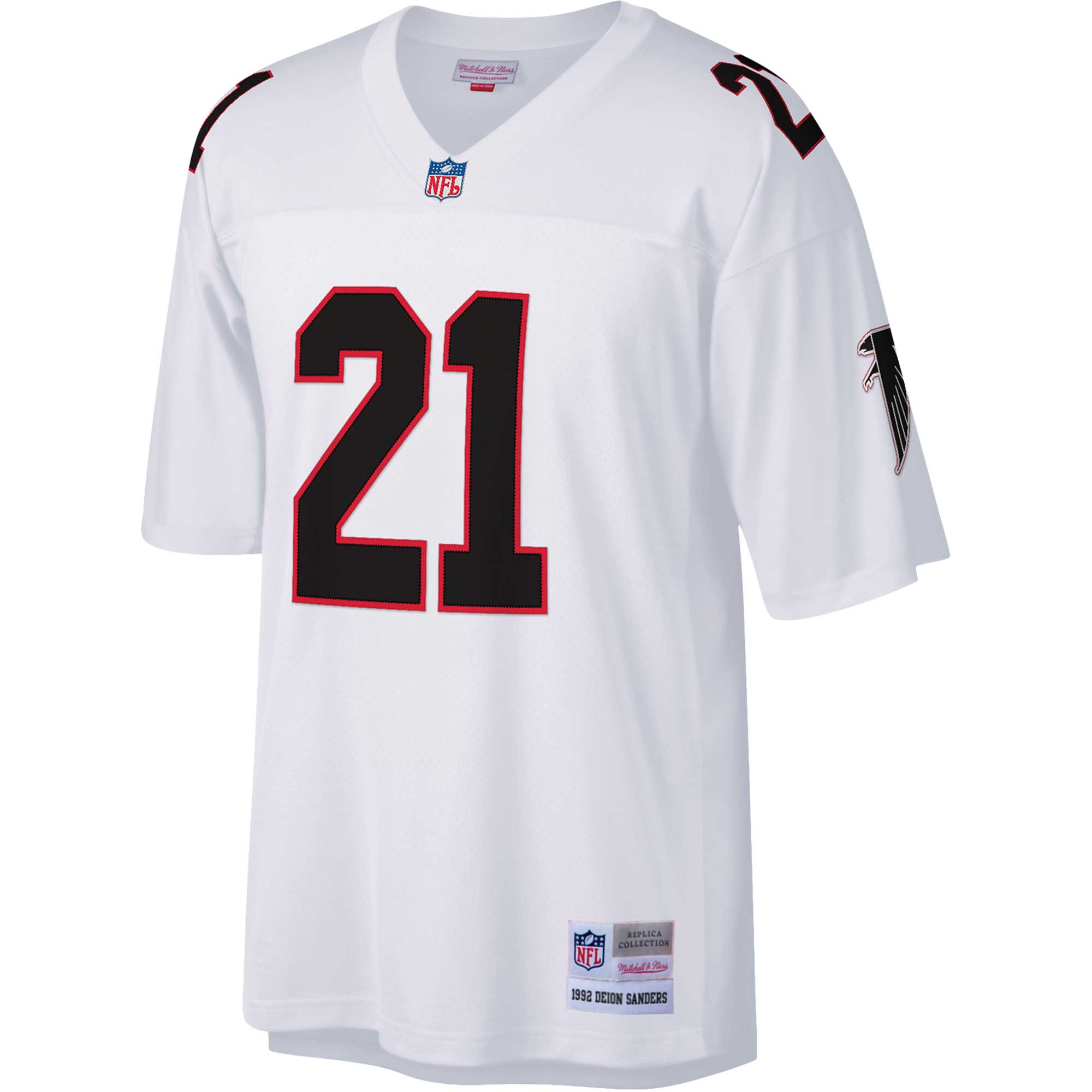 Men's Atlanta Falcons Deion Sanders Mitchell & Ness White Big & Tall 1992 Retired Player Jersey JS8176 nicesnker - Image 2
