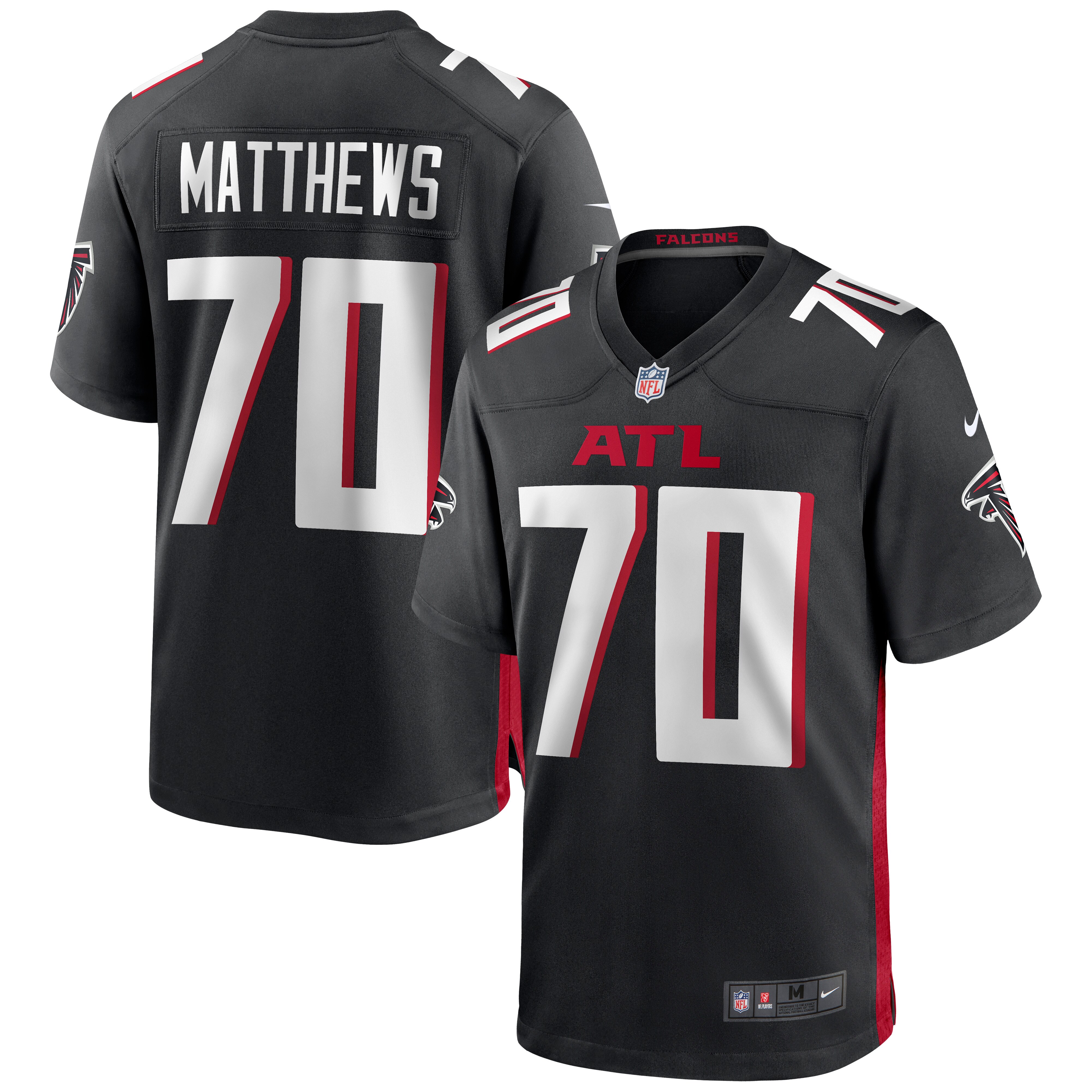 Men's Atlanta Falcons Jake Matthews Black Game Jersey JS8946 nicesnker