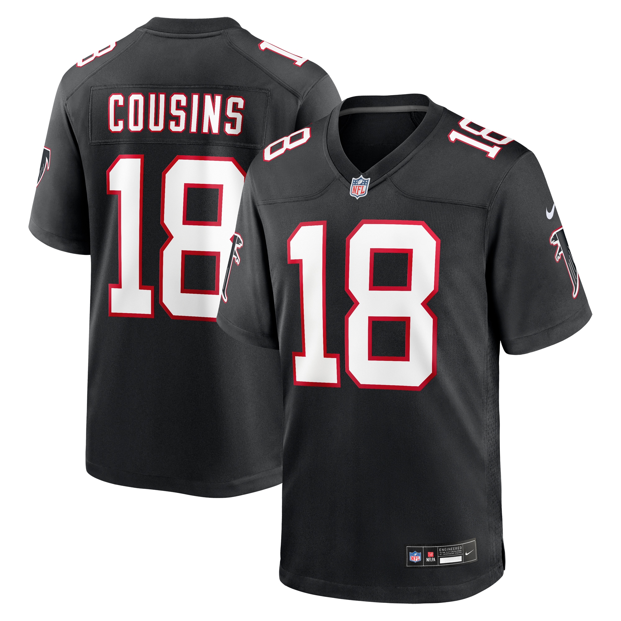 Men's Atlanta Falcons Kirk Cousins Black Alternate Game Player Jersey JS5757 nicesnker