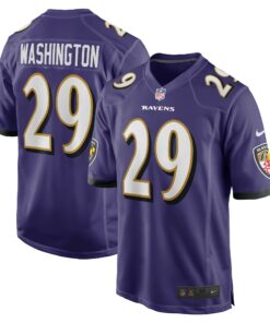 Men's Baltimore Ravens Ar'Darius Washington Purple Player Game Jersey JS8847 nicesnker