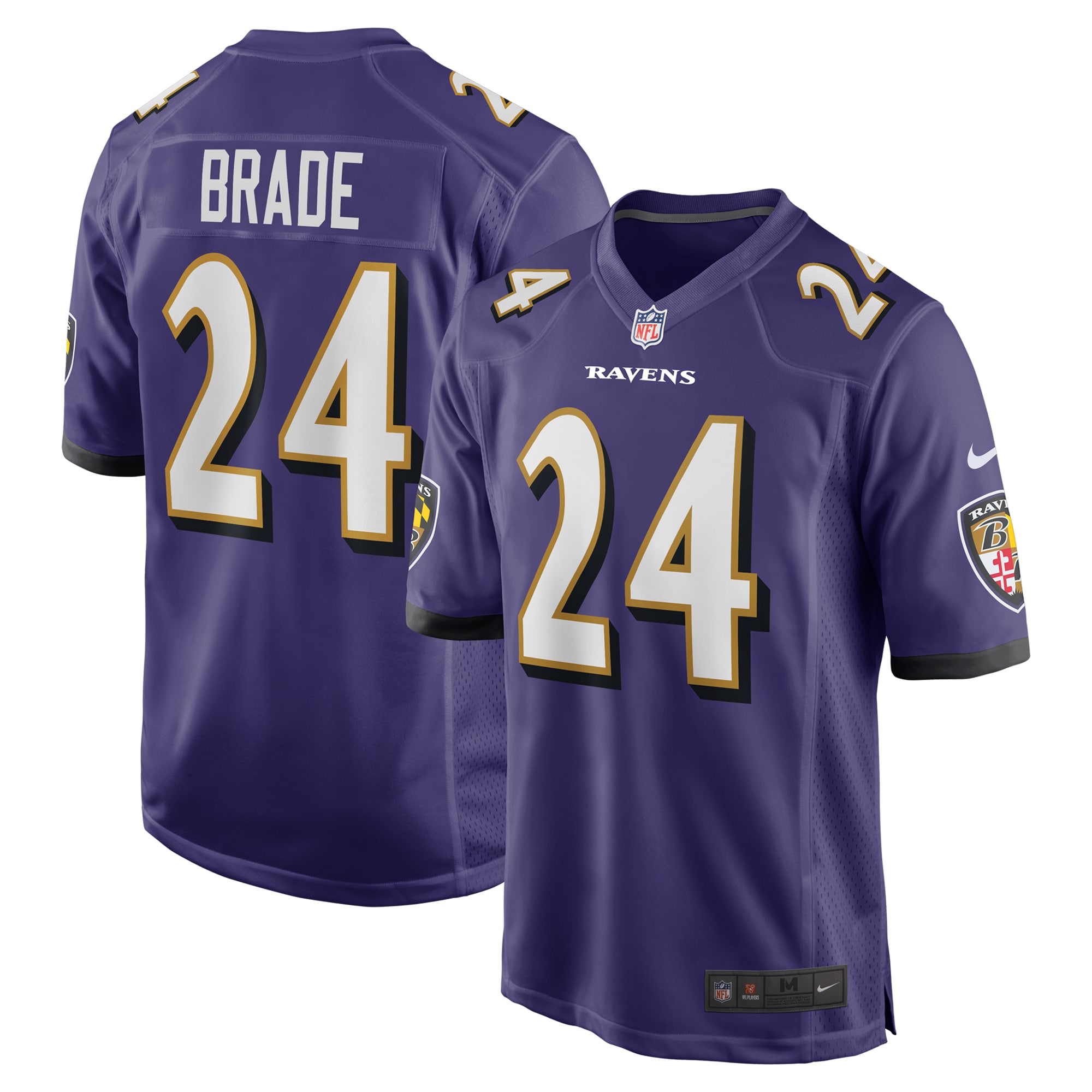 Men's Baltimore Ravens Beau Brade Purple Team Game Jersey JS5793 nicesnker