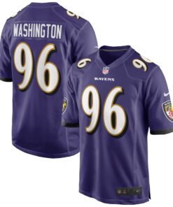 Men's Baltimore Ravens Broderick Washington Purple Game Player Jersey JS3793 nicesnker