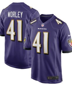 Men's Baltimore Ravens Daryl Worley Purple Game Player Jersey JS9912 nicesnker