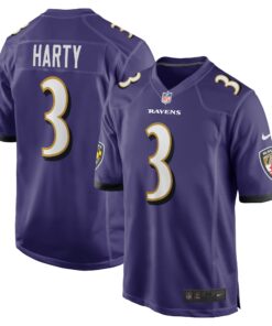 Men's Baltimore Ravens Deonte Harty Purple Team Game Jersey JS6689 nicesnker