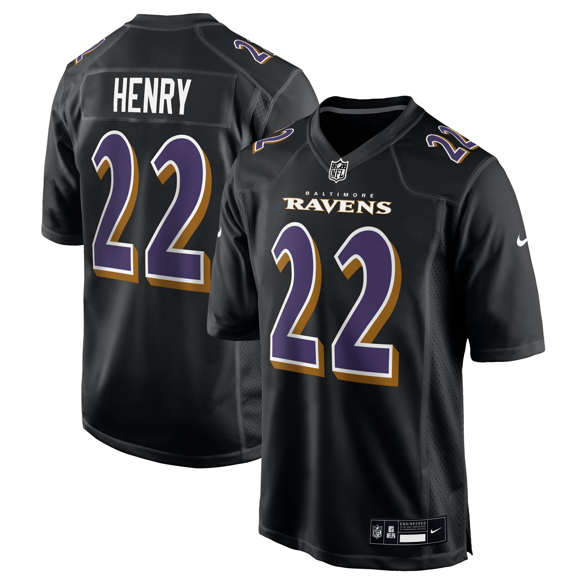 Men's Baltimore Ravens Derrick Henry Carbon Black Fashion Jersey JS8217 nicesnker