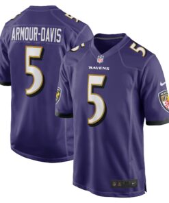 Men's Baltimore Ravens Jalyn Armour-Davis Purple Game Player Jersey JS8847 nicesnker