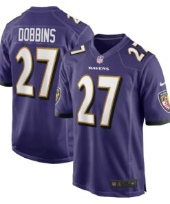 Men's Baltimore Ravens J.K. Dobbins Purple Game Team Jersey JS5715 nicesnker