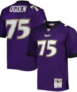 Men's Baltimore Ravens Jonathan Ogden Mitchell & Ness Purple Legacy Jersey JS5566 nicesnker