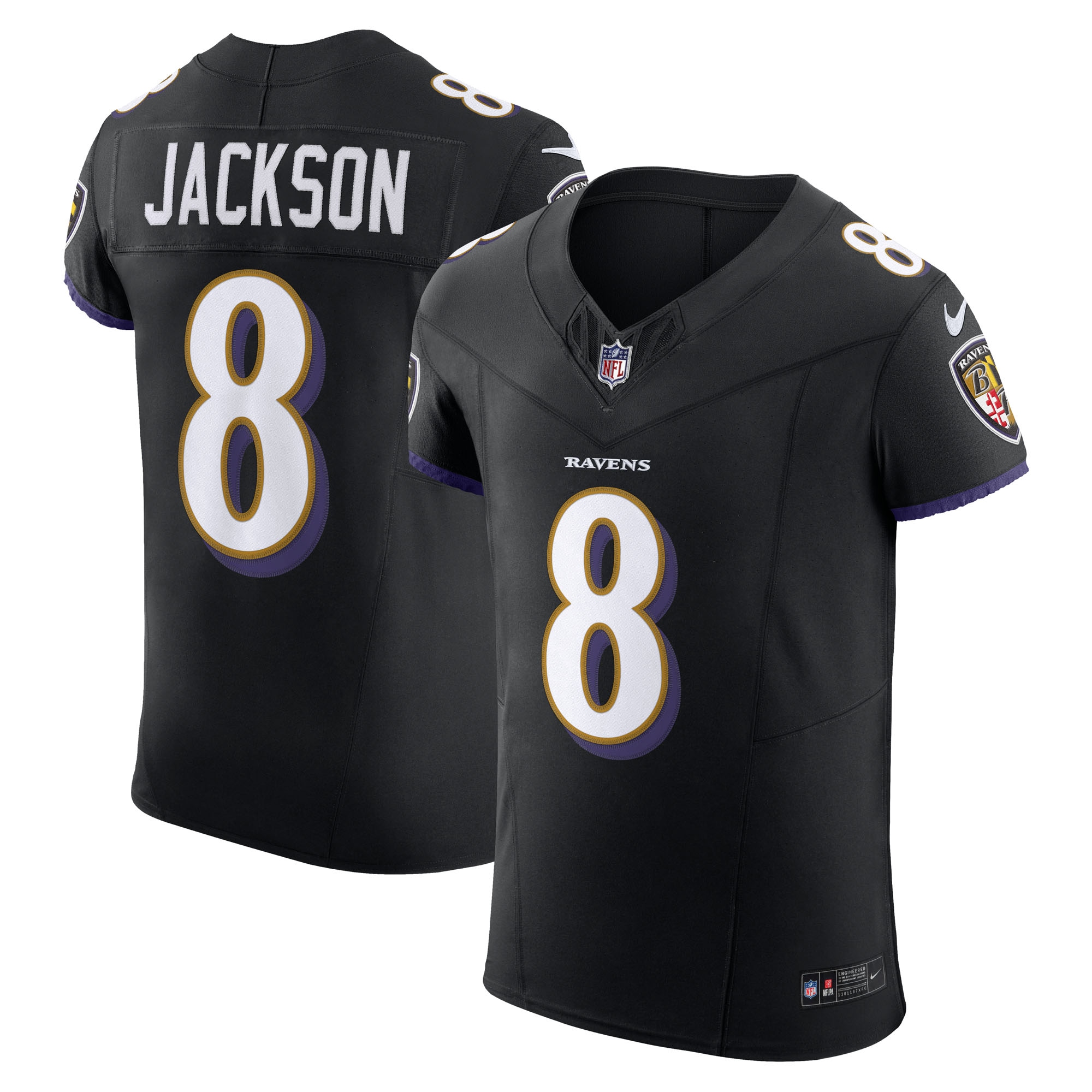 Men's Baltimore Ravens Lamar Jackson Black Alternate Vapor F.U.S.E. Elite Jersey JS9454 nicesnker