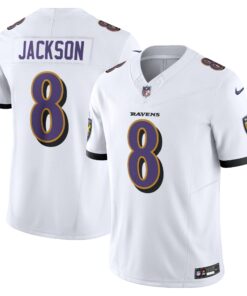 Men's Baltimore Ravens Lamar Jackson White Vapor F.U.S.E. Limited Jersey JS8967 nicesnker