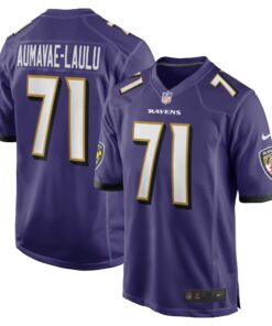 Men's Baltimore Ravens Malaesala Aumavae-Laulu Purple Team Game Jersey JS2195 nicesnker