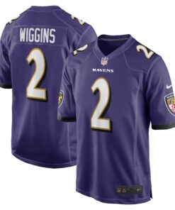 Men's Baltimore Ravens Nate Wiggins Purple Player Game Jersey JS5988 nicesnker
